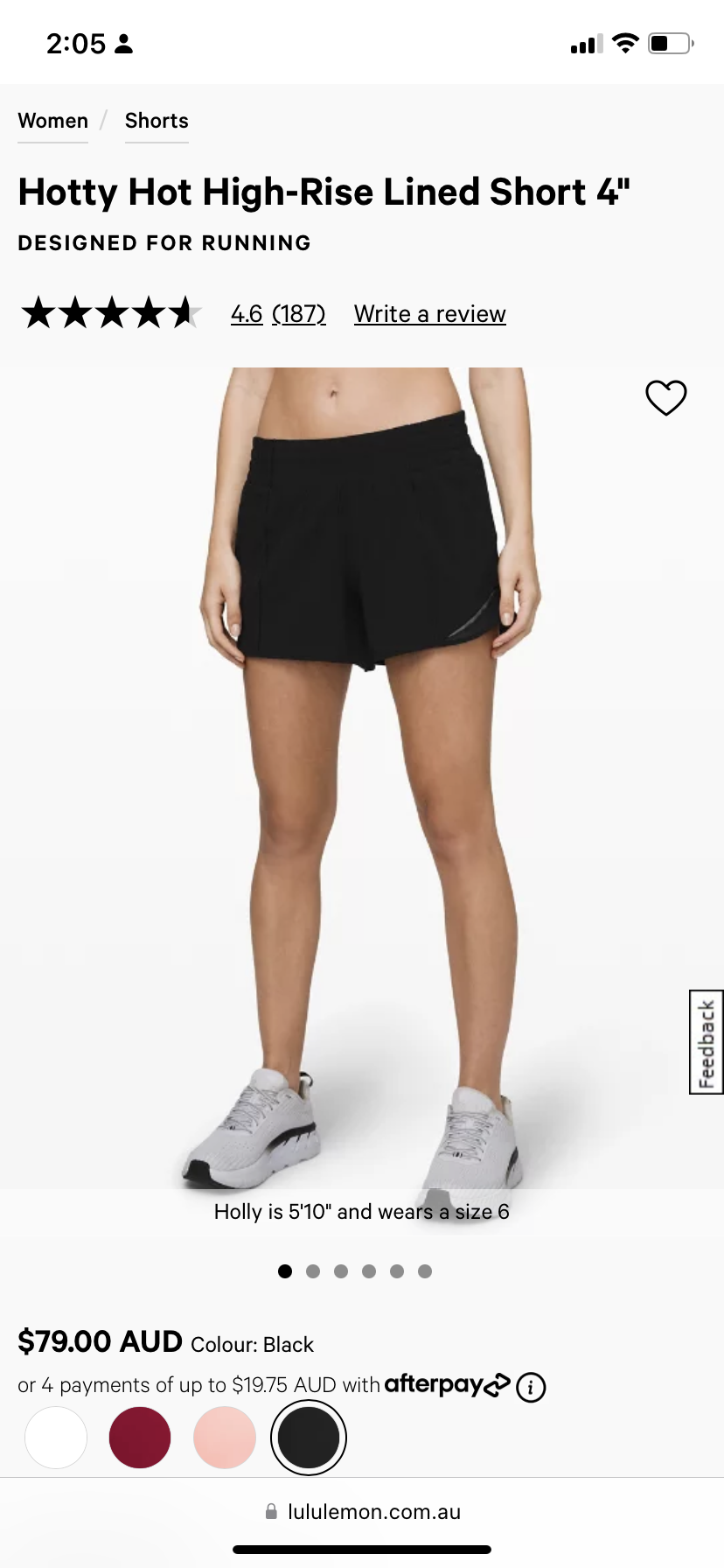 lululemon Black Hotty Hot running shorts
